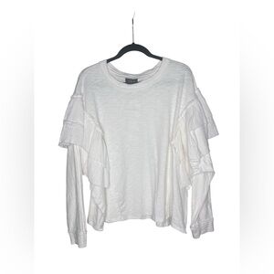 NWT Vici Ruffle oversized Long Sleeve Blouse in ivory Size Large